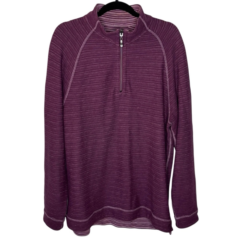 Tommy Bahama Reversible Sweater Sweatshirt Men’s M Purple White Striped & Solid